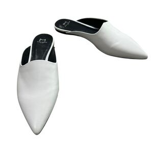 Marc Fisher Sheen White Leather Mules